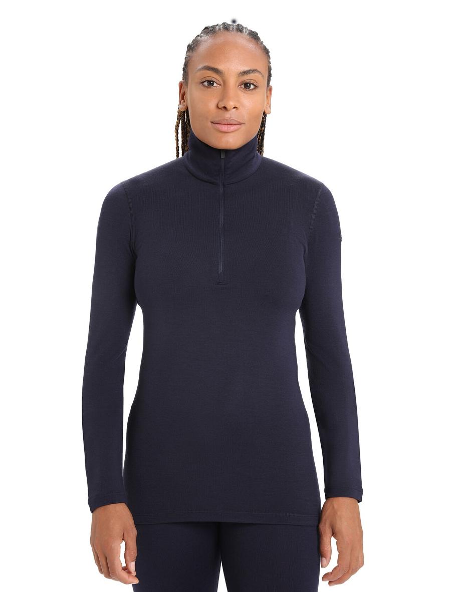 Icebreaker Merino 260 Tech Long Sleeve Half Zip Thermal Top Naisten Base Layers Laivastonsininen | FI 1914DFMN